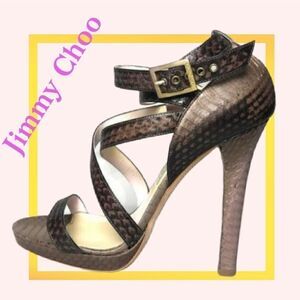 ❤️HP❤️jimmy Choo Brown snake platform Sandal
